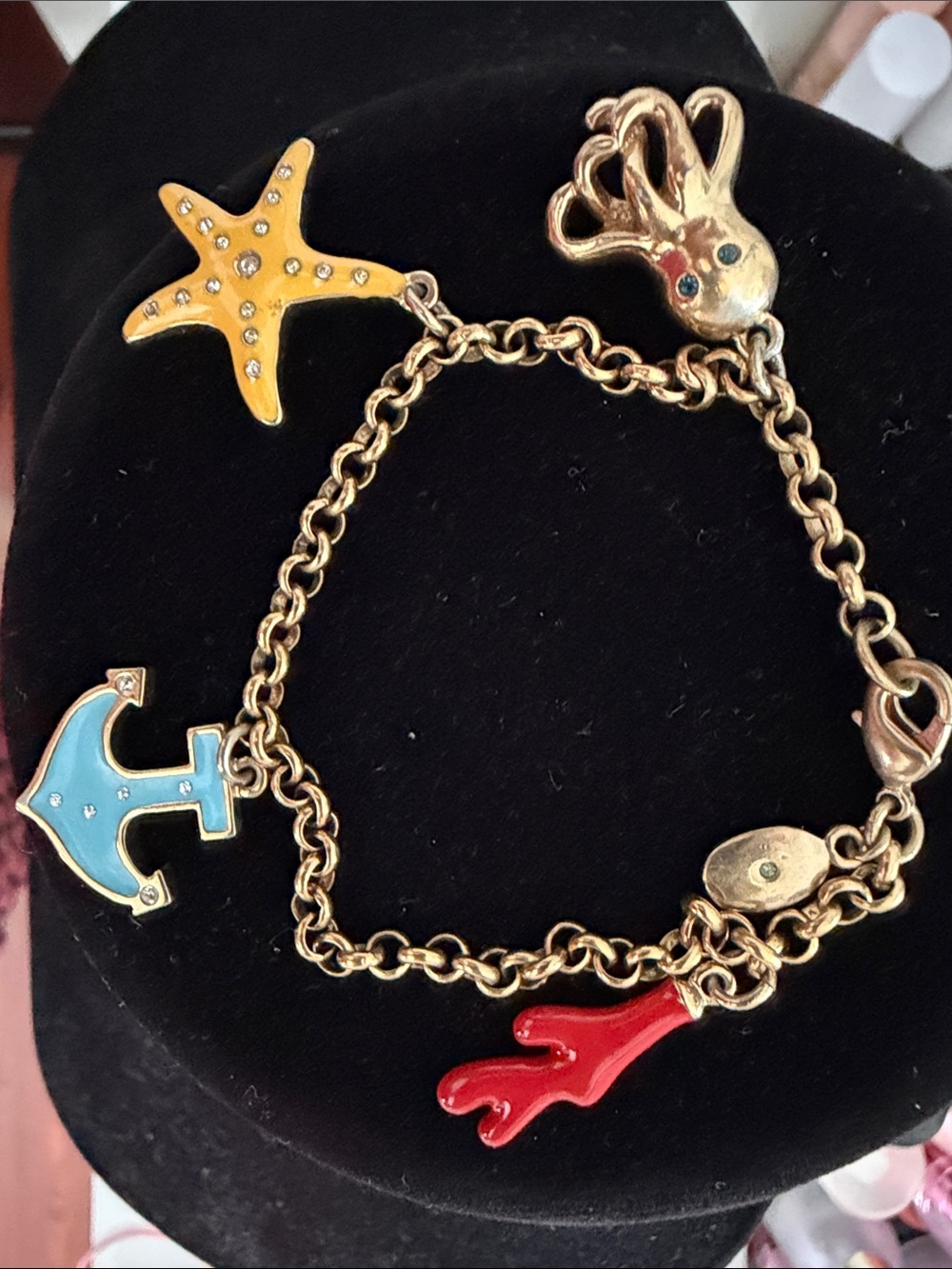 Kids Gold-Tone Ocean Charm Bracelet with Yellow, Blue & Red Accents